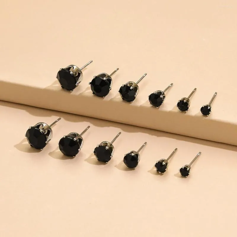 Stud Earrings Simple Accessories With Bohemian Dark Imitation Black 6-piece Set For Male Female Party