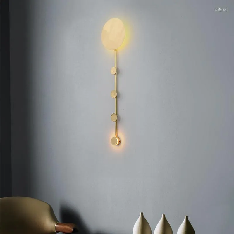 Wall Lamps Postmodern Minimalist Copper Lamp LED Light Luxury Creative Bedroom Background Living Room Study