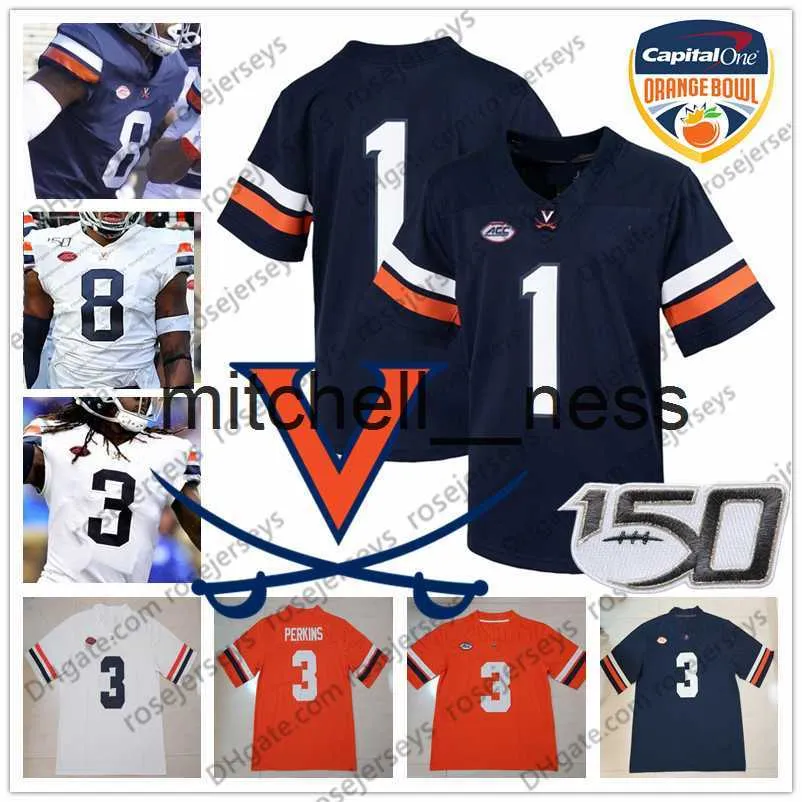 MIT8 UVA Virginia Cavaliers 8 Hasise Dubois 20 Mike Hollins 21 Wayne Taulapapa 34 Bryce Hall 13 Terrell Jana Orange Bowl 150th Jersey 4XL