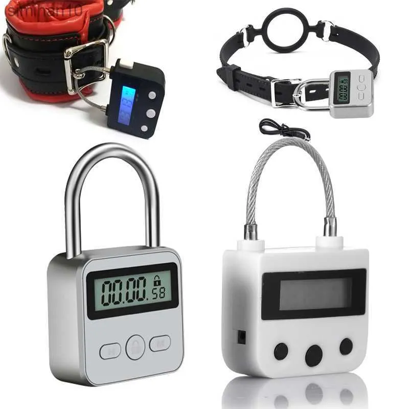 BDSM USB Rechargeable Digital Time Lock Bondage Restraints Timer Switch Electronic Timer Erotic Accessories for Adult Game Slave L230518