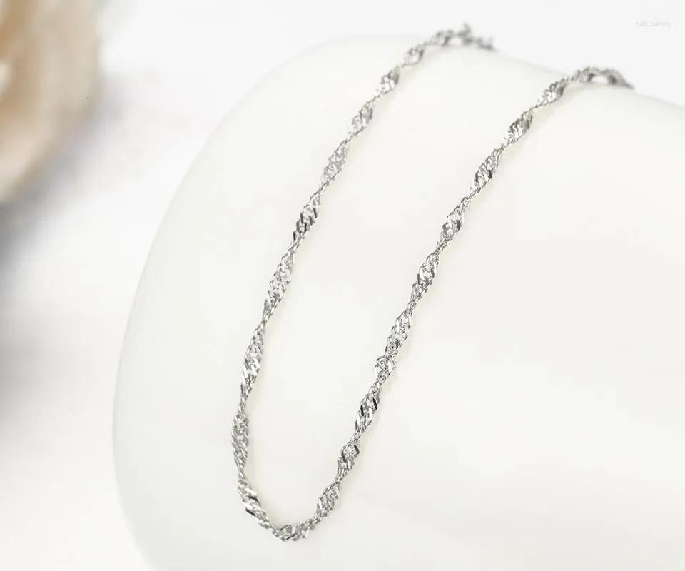 Catene Windshow 925 Sterling Silver Twisted Water Wave Chain Choker Collana Donna Ragazze Gioielli 18 "2" Collier Kolye Ketting