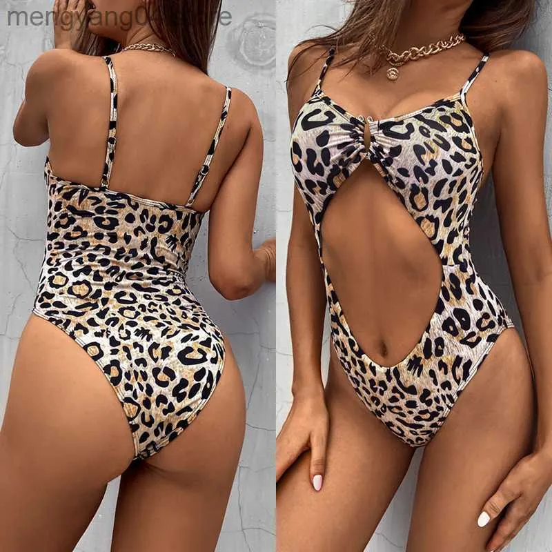Kobiety stroje kąpielowe Autuspin Lopard Monokini moda Swimsuits Seksowne imprezowe body bodysuitowe kobiety Promowe odzież plażowa One Piece Kathing T230606