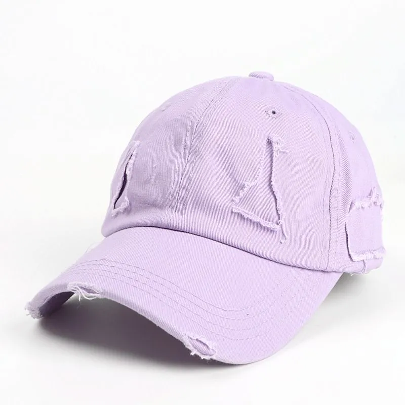 wholesale plain blank soft worn out baseball caps women dad unstructured 6 panel ripped hats distressed DF135