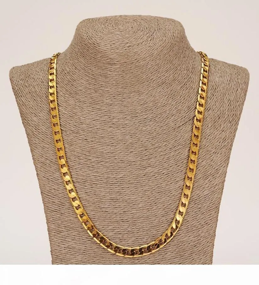 P Classic Cuban Link Chain Necklace Bracelet Set Fine 18k Real Solid Gold Filled Fashion Men Women 039 S Jewelry Accessories Pe4757523