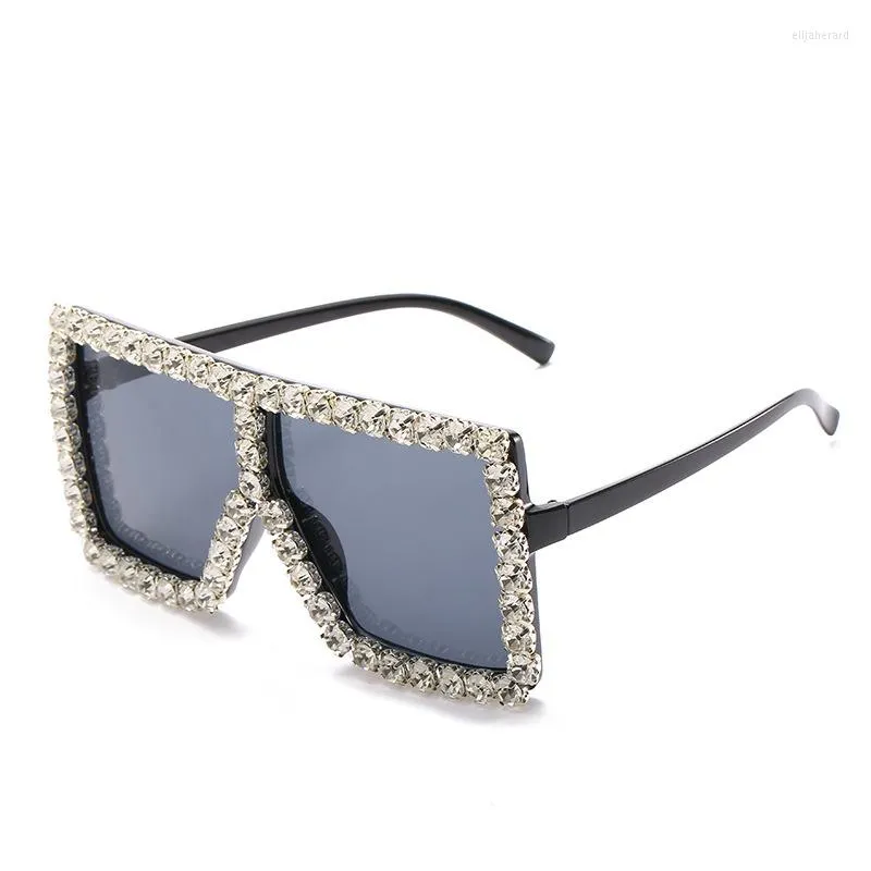 Sonnenbrille, übergroß, quadratischer Rahmen, Diamanten, verziert, trendige Mode, weibliche Brillen, bunte Damenbrillen