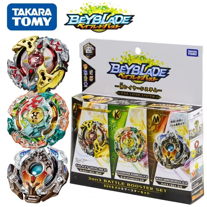 4d Beyblades B 90 3バトルブースターセットGalaxy Zeus Guardian Kerbeus Minoboros Sea Tomy Beyblade Burst God Series | Beyfan 230605