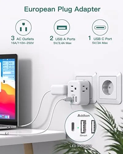 Us To Italy Plug Adapter European Travel Plug Adapter - US To Europe ...