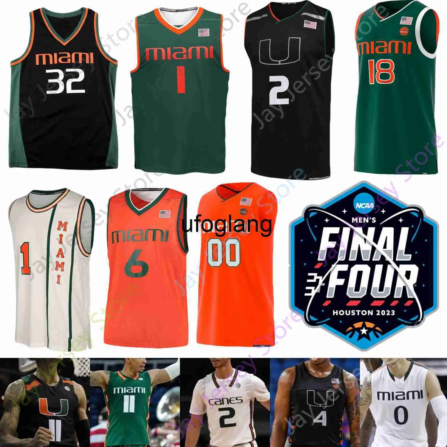 coe1 2023 Final Four 4 Jersey Miami Hurricanes Basketball NCAA College Isaiah Wong Miller Nijel Pack Norchad Omier Wooga Poplar Bensley Joseph Harlond Beverly Women