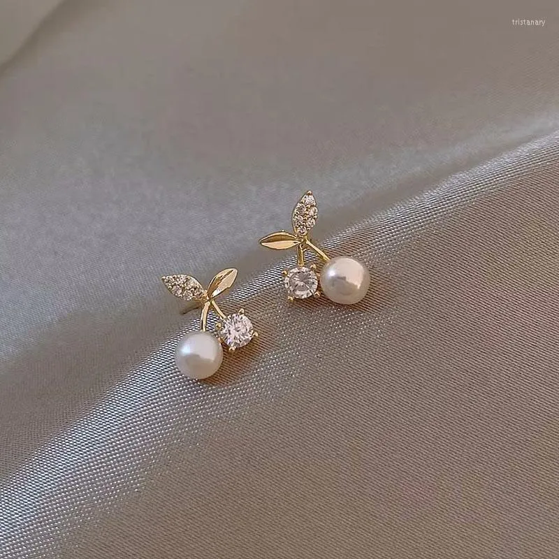 Boucles D'oreilles Conception Petite Cerise Délicat Pour Les Femmes Belle Mignon Zircon Strass Arc Bowknot Boucle D'oreille Habituellement Bijoux Cadeaux