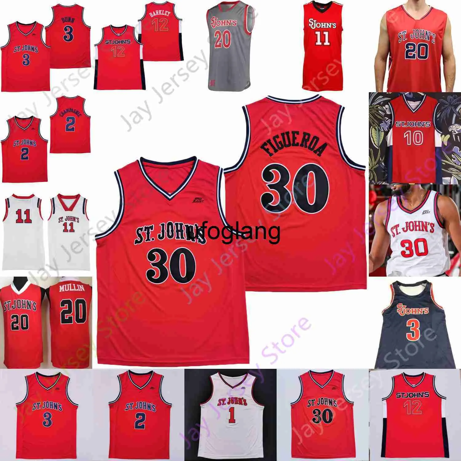 Coe1 St Johns Red Storm Basketball Jersey NCAA College LJ Figueroa Julian Champagnie Mullin Artest Posh Alexander Montez Mathis Stef Smith Tareq Coburn Soriano Whee