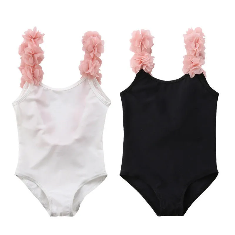 Deux-pièces 2-7 Ans Enfants Filles Maillots De Bain Fleur Dos Nu Enfants Maillots De Bain Blanc Noir Maillots De Bain Pour Filles Enfants Plage Maillots De Bain 230606