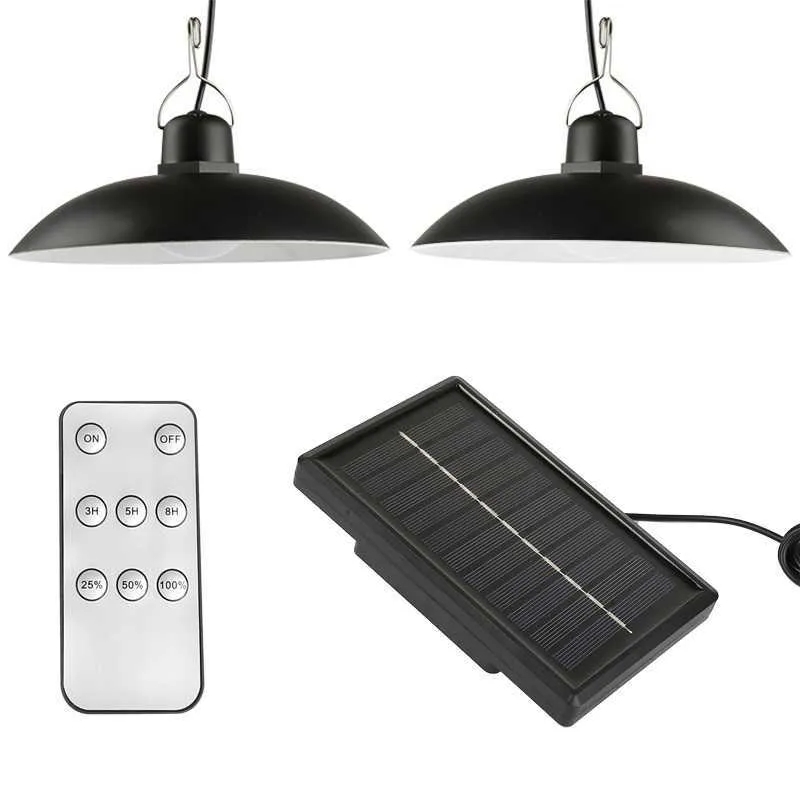 Sensor Lights Double Heads LED Solar Light Solar Emergency Lamp Outdoor Indoor Camping Terrace Garden Home Tent Chandelier R230606