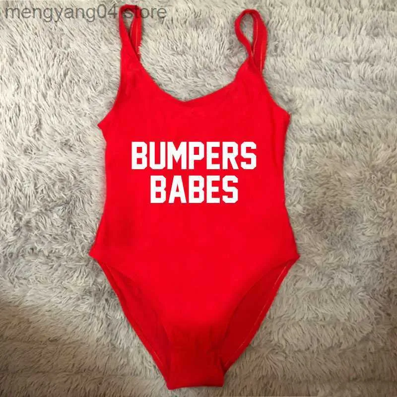 Kvinnors badkläder Bumlare Babes One Piece Swimsuit Kvinnor Badkläder Högskurna strandkläder Plus Size Baddräkt Sexig bodysuit Summer Swimming Suit T230606