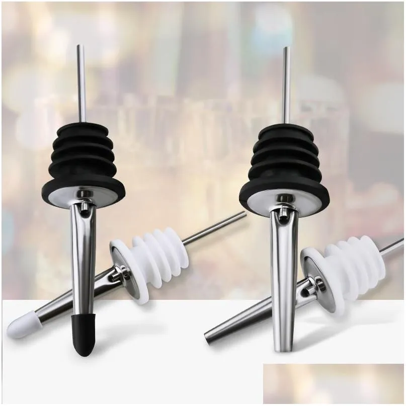 Bar Tools Stainless Steel Wine Pourers Oil Bottle Pourer Spout Cork Stopper With Dust Cap Home Tool Drop Delivery Garden Kitchen Din Dhamp