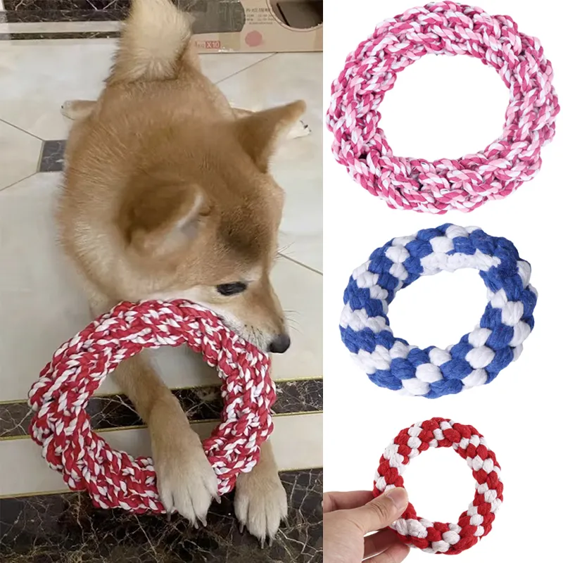 Brinquedo de corda redonda para cães grandes e fortes Diâmetro de cor aleatória 11/15/19 cm Brinquedos para mastigar para cães de médio porte Shiba Inu Pug Acessórios