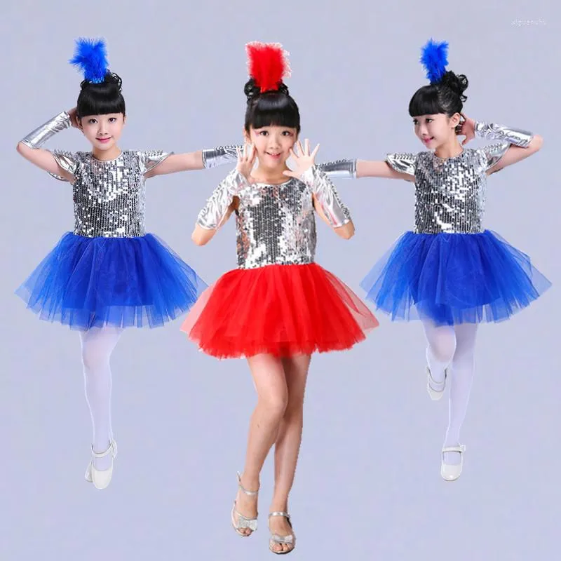 Stage Wear 2023 Children Latin Dance Sequined Ballroom Modern Jazz Hip Hop Clothes Dress Girls Dancing Competition Clothing