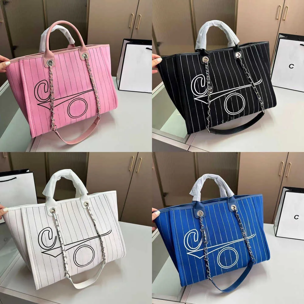 Channell Bag 2023 봄/여름 새 해변 가방 캔버스 대용량 쇼핑 가방 토트 백 1 어깨 대각선 스티드 핸드백