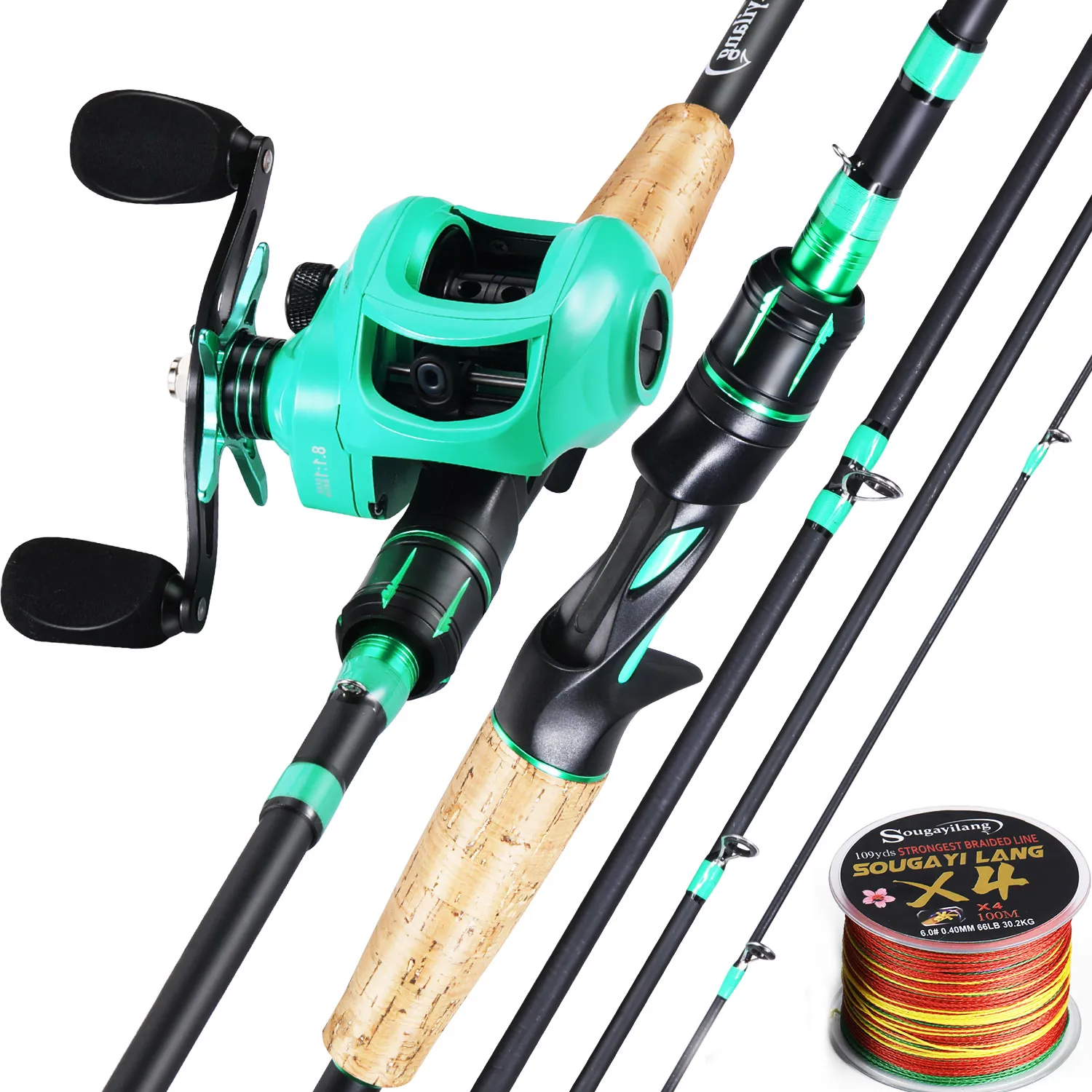 Rod Reel Combo Sougayilang 8.1 1 Rapporto di trasmissione ad alta velocità Mulinello da lancio liscio e 2,1 m 4 sezioni Set combinato di canna da pesca portatile in fibra di carbonio 230606