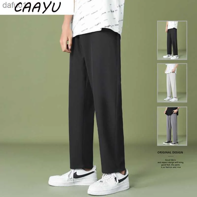 CAAYU Uomini Pantaloni Gamba Larga 2022 Nuovi Pantaloni Casual Pantaloni Leggeri Streetwear Hiphop Sensazione di Freddo Comodi Pantaloni Casa Uomo L230520