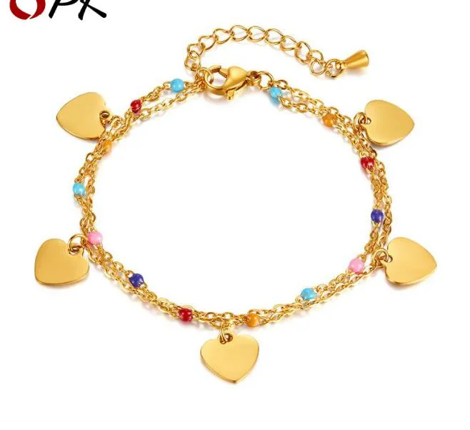 Love Jewelry Colorful Drop Glue All-match Stainless Steel Bracelet Woman