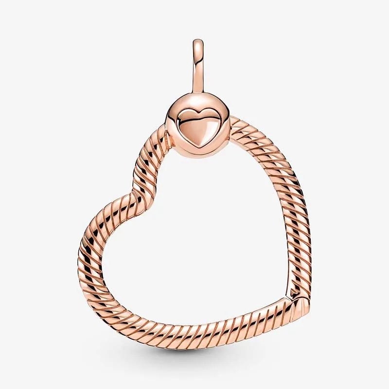 Luxury 18K Rose Gold Heart Pendant Necklace For Pandora Wedding