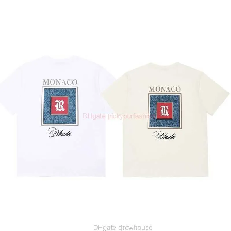 Дизайнерская модная одежда футболка Tshirt High Street Rhude Summer Print Youth Fasual Cround Round Sheam Fortever Fit Cotte Streetwear Tops Casual Sportswear ROC