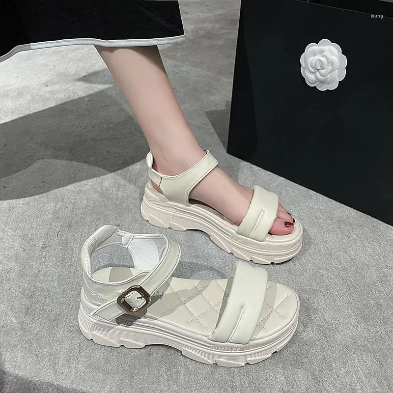 Slippers Women Summer Med on a Wedge Platform Beige Heeled Sandals Slides Luxury Slides Shoes Pantofle Black Designer 2023 Soft Buckle