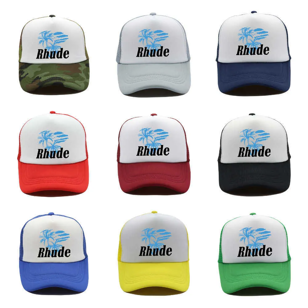 قبعات الكرة Rhude أزياء العلامة التجارية المطبوعة American Truck Hat الربيع والصيف الأزواج متعددة الاستخدامات Sun Visor Hat Leisure Sports Baseball Cap Casquette