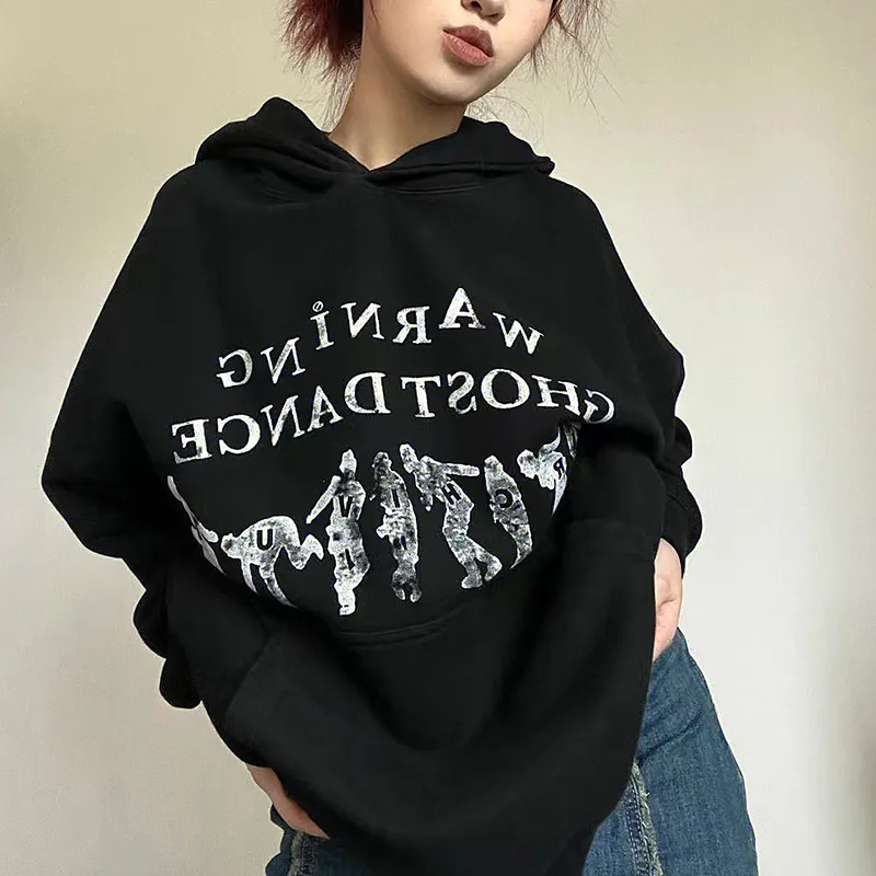 Kadın Hoodies Sweatshirts Vintage America Style Mektup Baskılı Kadınlar Büyük Boyutlu Retro Niş Gevşek Sweatshirt Kapşonlu Sweater Kadın Lazy Ins 230605