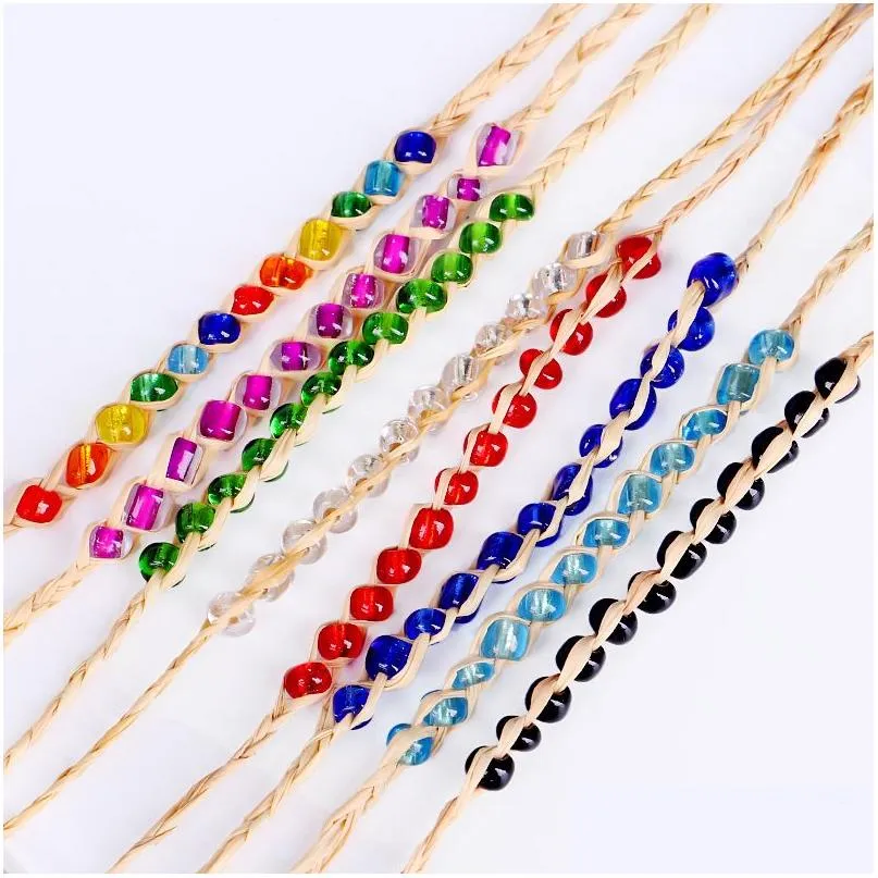 Charm Bracelets Wholesale Crystal Bead Love Rafi Grass Handmade Jewelry Lady Wish Rope Bracelet Drop Delivery Dhuxt