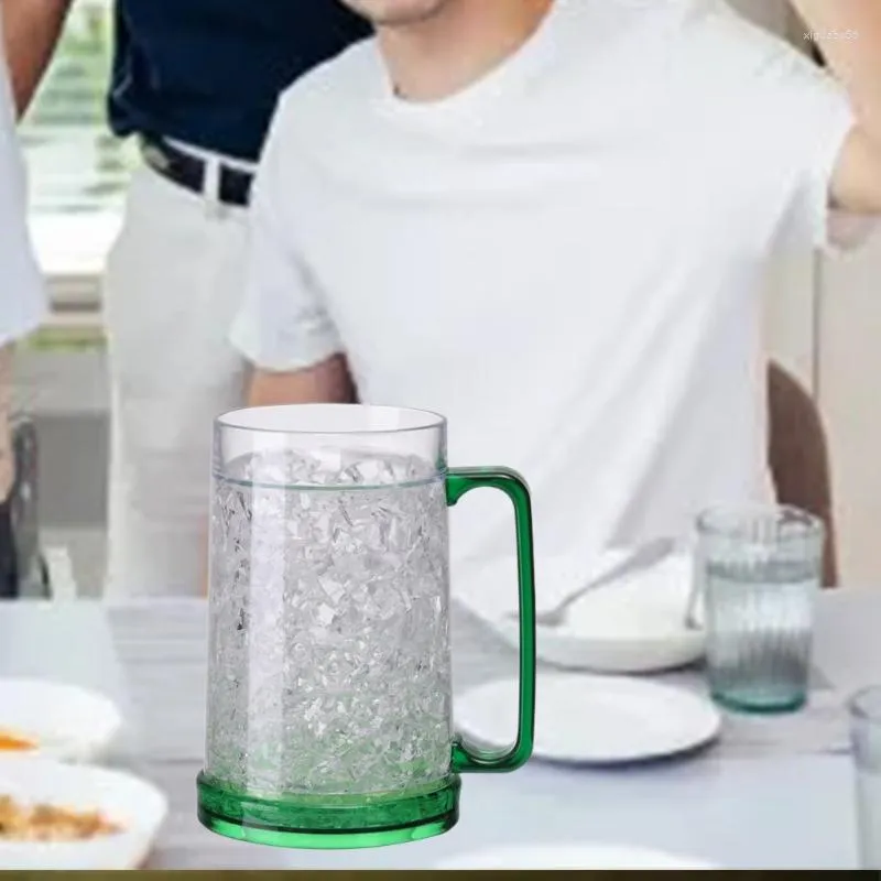 Mugs Freezer Ice Beer Mug Double Wall Gel Frosty Cup Drinking Glasses