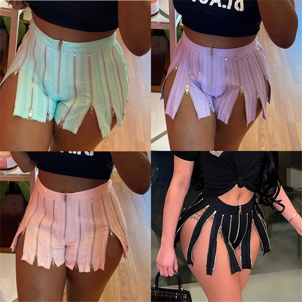 2023 Designer Calções com Zíper Verão Feminino Cintura Alta Calções Esportivos Bottoms Casuais Roupa de Rua Moda Cintura Elástica Calças Curtas Atacado Roupas 9931