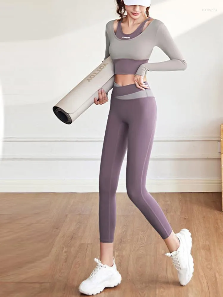 Conjuntos Activos De Entrenamiento De Pilates, Conjunto De Yoga Para Mujer,  Ropa Deportiva Falsa De Dos Piezas, Traje De Fitness, Ropa Deportiva Para  Mujer, Ropa De Gimnasio, Pantalones De Manga Larga De