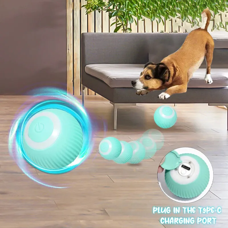 Automatisk hundbollleksaker Interaktiv elektrisk USB -uppladdningsbar självroterande boll inomhus teaser Självplay träningsleksaker för husdjur