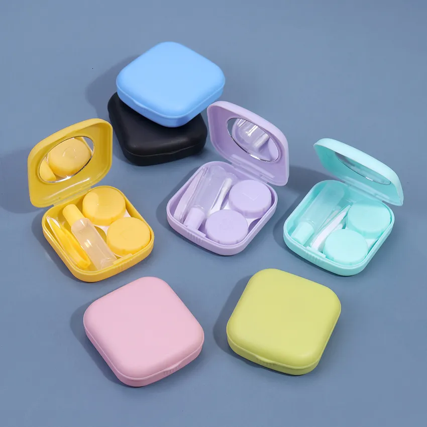 Sunglasses Cases 1PC Lovely Travel Kit Pocket Mini Contact Lens Case Easy Carry Mirror Lenses Box Container 230605
