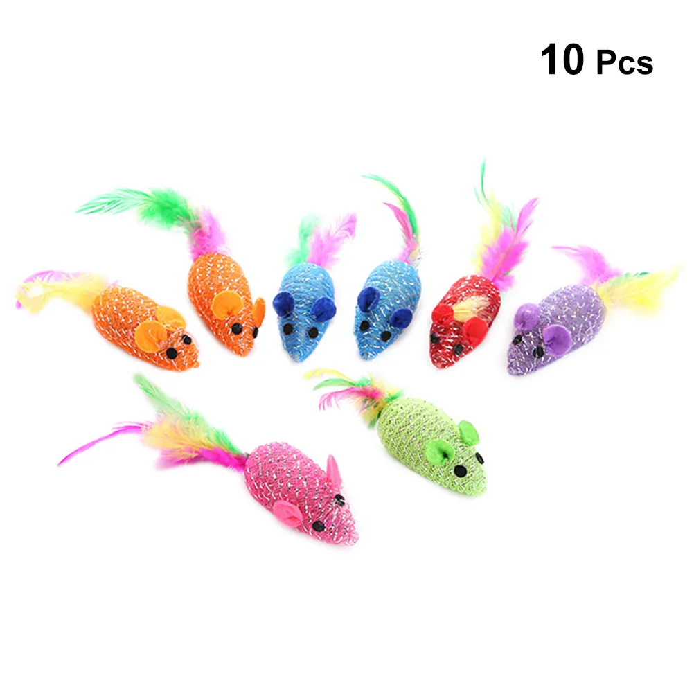 10шт/набор симпатичных красочных легких домашних игрушек игрушки мыши кошки для домашних животных снабжают игрушки для мыши для мыши для домашних игрушек