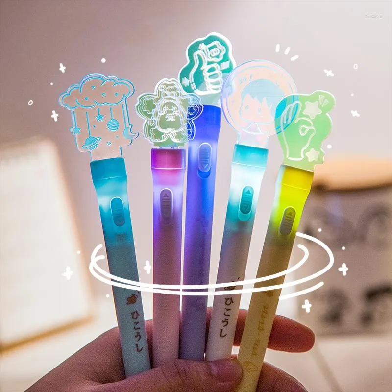 Kawaii Luminous Light Brand Gel Pen o dużej pojemności 0,5 mm ściągnięcie czapki czarnej wody