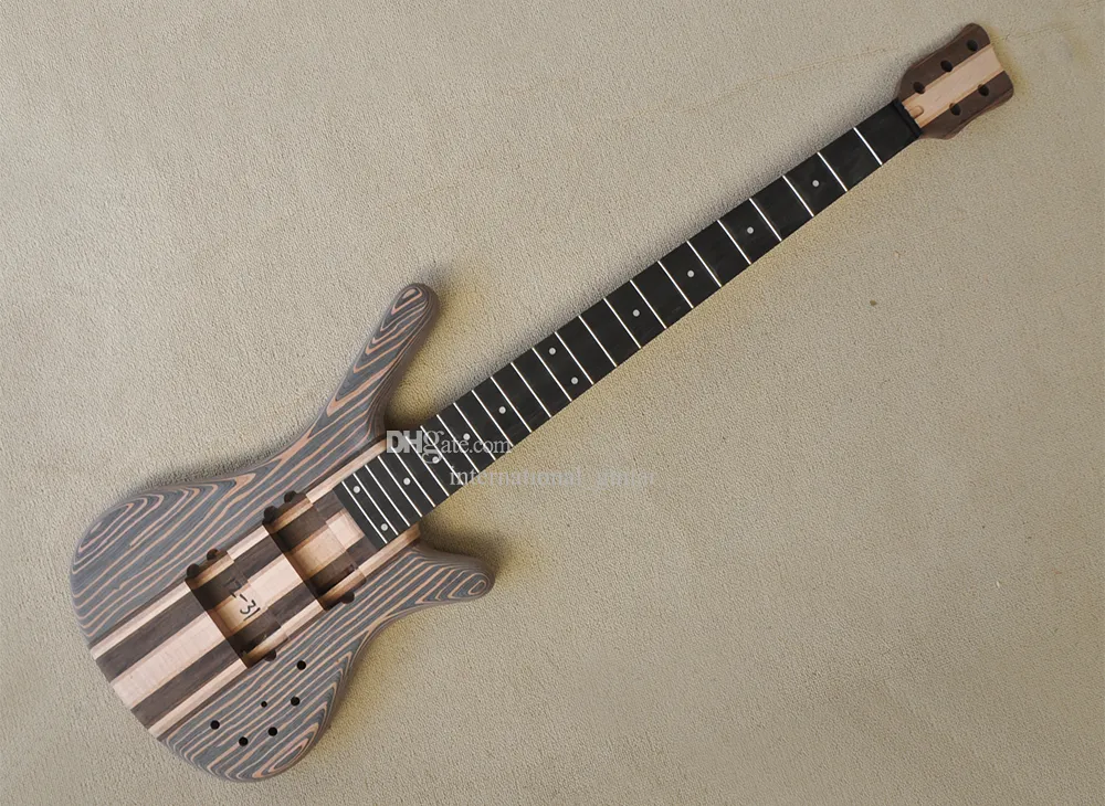 4 sznurki Zebra Wood Neck przez ciało elektryczne gitara basowa z 24 progami Rosewood Fretboard Projektowanie