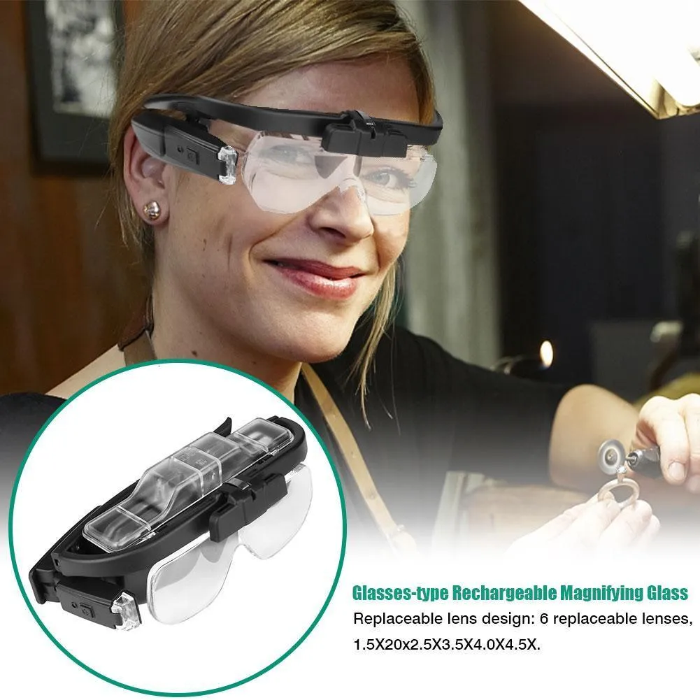 Rechargeable Headband Magnifier With LED Lights - 1.5X To 3.5X Magnification For Jewelry Making & Repair