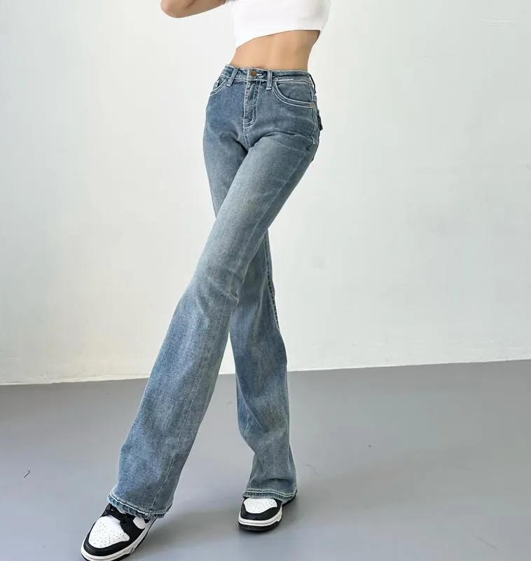 Women's Jeans TVVOVVIN Spicy Girl Sweetheart Versatile High Waist Straight Leg Casual Denim Pants Slim Fashion Shredded Cloth 4G5V
