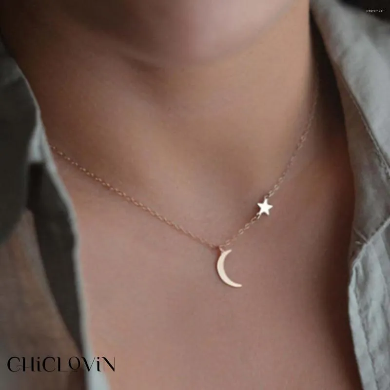 Catene CHICLOVIN Collana donna stella luna gioielli ciondolo colore oro e argento