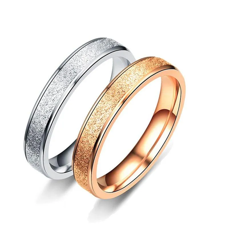 Band Rings Stainless Steel Dl Polish Ring Rose Gold Frosted Engagement Wedding Women Men Fashion Jewelry Will And Sandy Drop Delivery Dhc7C