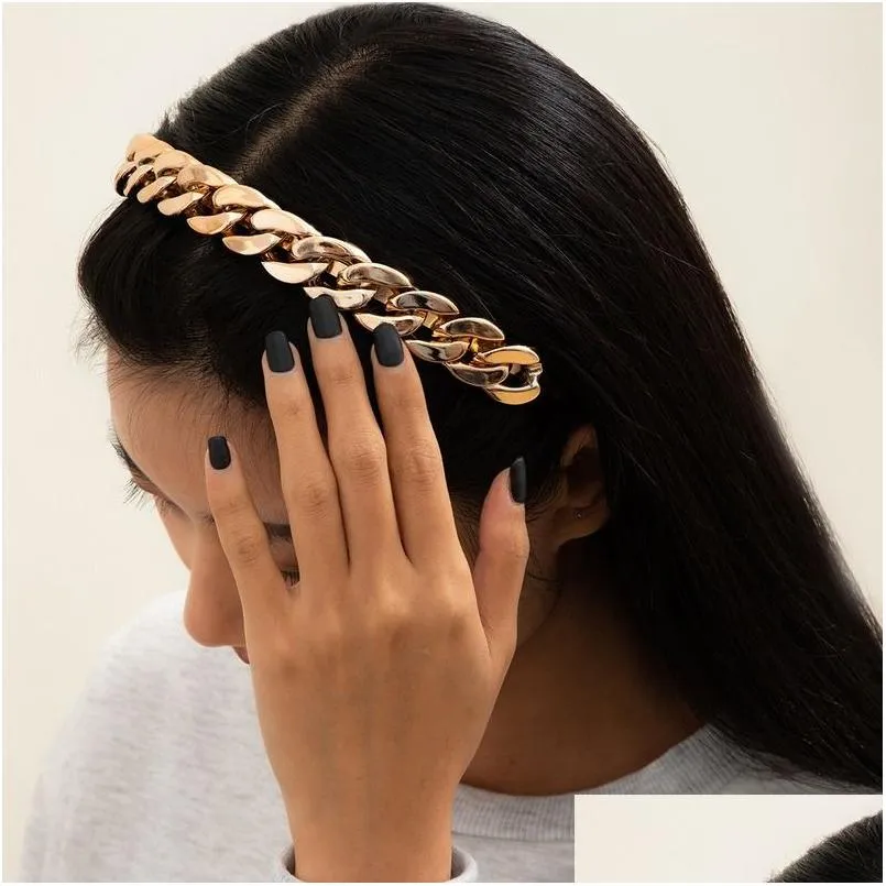 Stirnbänder Ccb Kettenband Stirnband Einfache Gold Haarbänder Hoop Verschluss Für Frauen Mädchen Modeschmuck Will Und Sandy Drop Lieferung Haar Dhvts