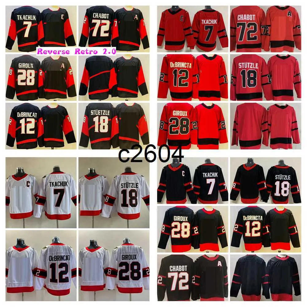 C2604 2022 Reverse Retro 2.0 Hockey Jerseys Black 7 Brady Tkachuk 12