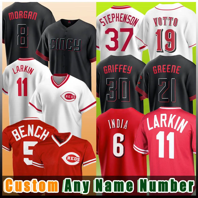 5 Johnny Bench 19 Joey Votto Baseball Pete Rose Trikots Barry Larkin Jonathan India Reds Hunter Greene Tyler Stephenson Eugenio Suarez Ken Griffey Jr. Matt Reynolds