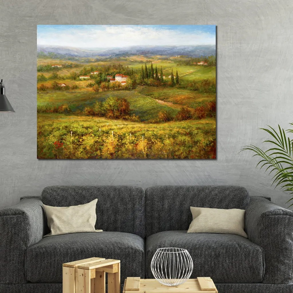 Haute Qualité Contemporain Toile Art Villa D Calabria À La Main Impressionniste Peinture Parfait Mur Décor pour Salon
