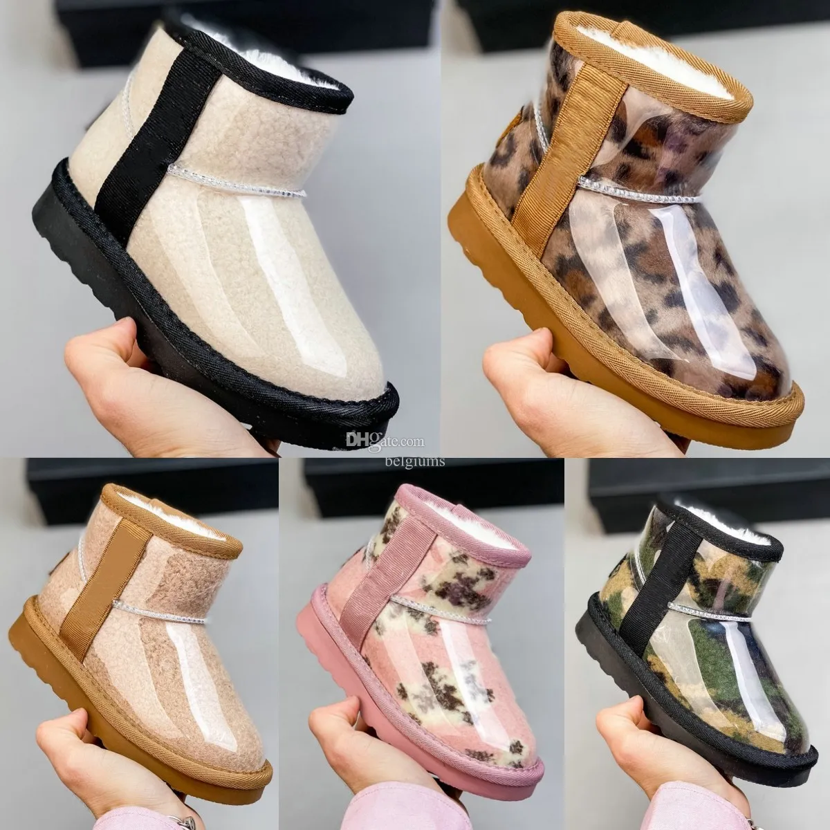 Австралия классические мини-сапоги Clear Kids uggi обувь для девочек дизайнерские желе-малыш малыш детеныш детеныш зима снегом молодежный кроссовка Wggs обувь натуральный черный розовый 26-35