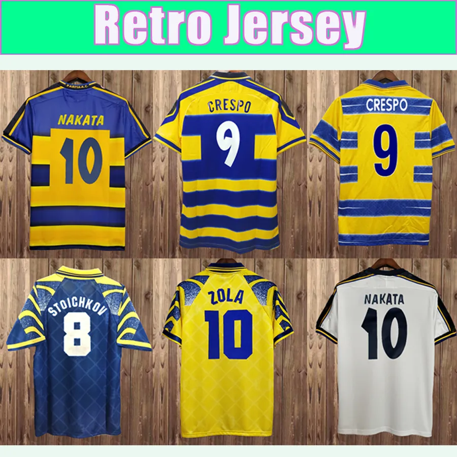 98 99 00 Parma Calcio Mens 축구 유니폼 Crespo Cannavaro Baggio Asprilla 홈 풋볼 셔츠 짧은 소매 유니폼 Maglie da Calcio