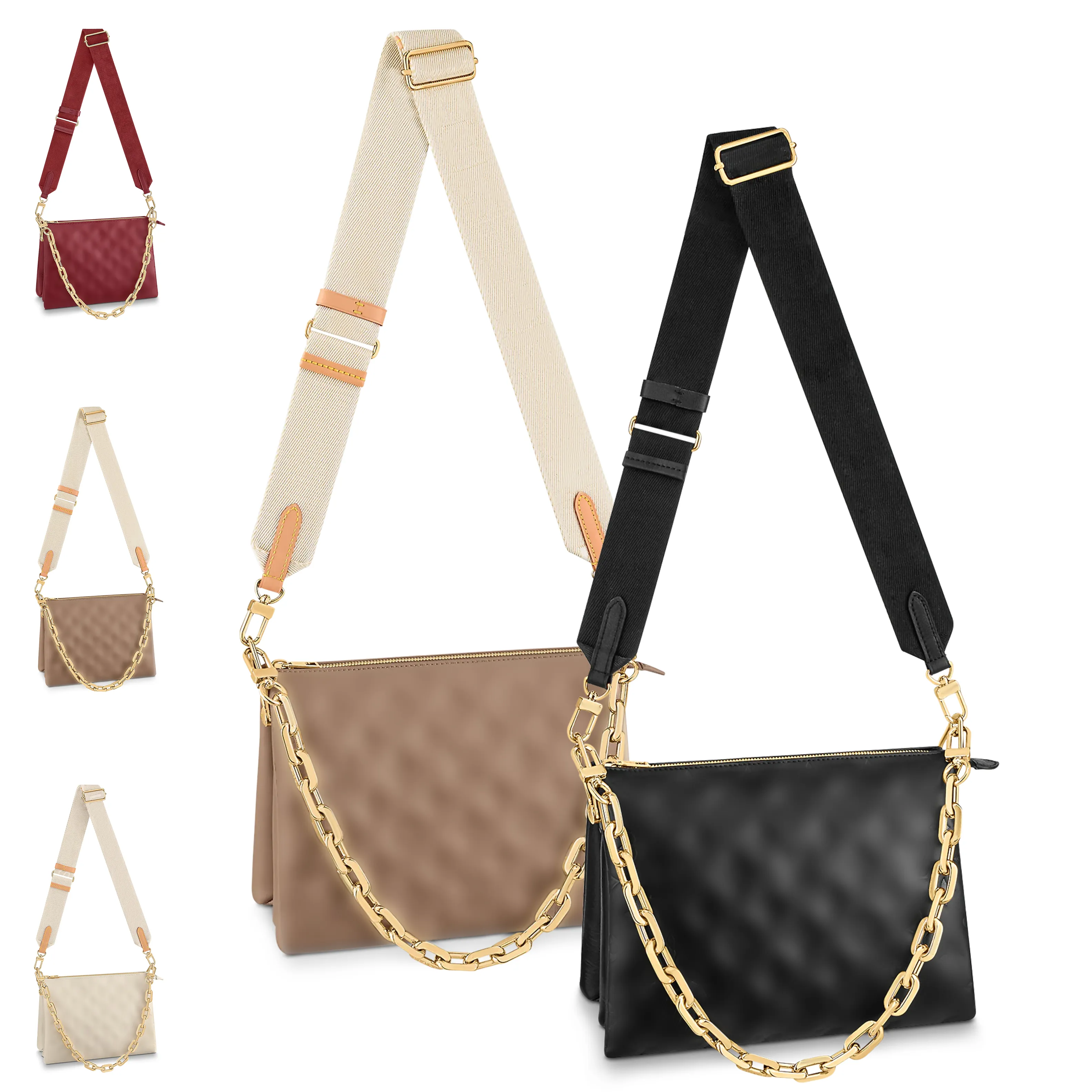 mode M57790 COUSSIN lederen crossbody Clutch Bags Luxe heren portemonnee Vrouwen Designer vierkante cosmetische tas tote handtassen Reliëf gouden Ketting schouder envelop Tassen