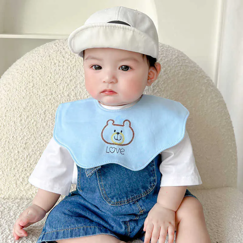 Bibs Burp Cloths Korean cotton cartoon cute fake collar children's clothing accessories solid color baby bib G220605